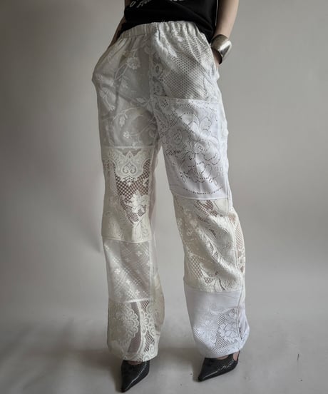 【RE;CIRCLE】 RE Crochet Lace Patch work Pants / 250731-002