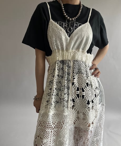 【RE;CIRCLE】RE Crochet Patch Back RBN Camisole One-Piece/250320-006