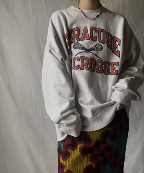 【USED】  Champion Reverse Weave Sweat SYRACUSE LACROSSE/210516-004