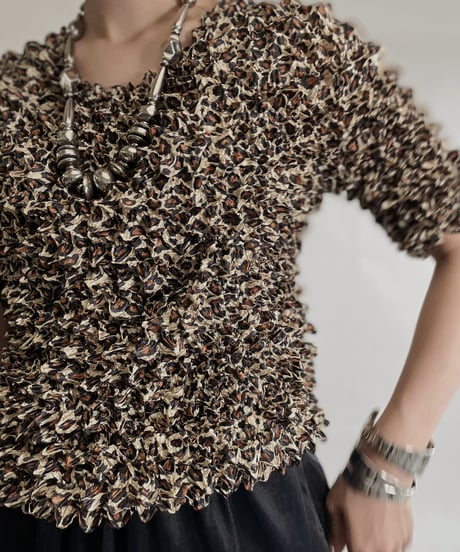 【USED】 Leopard Pattern Popcorn Top / 220709-003