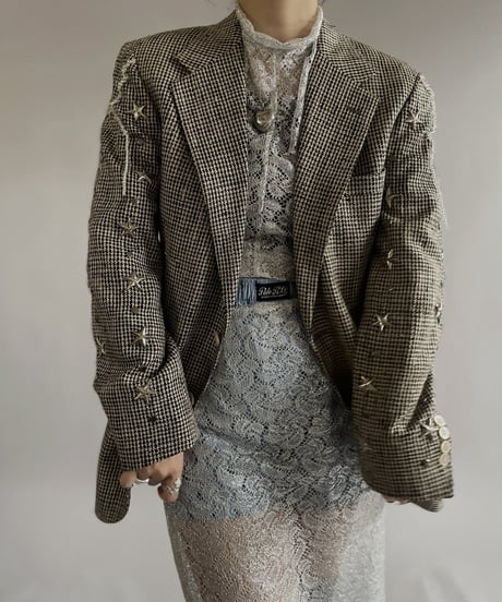 【USED】BRYAN and JOHNNY Houndstooth Patterned Design Jacket/ 240421-015