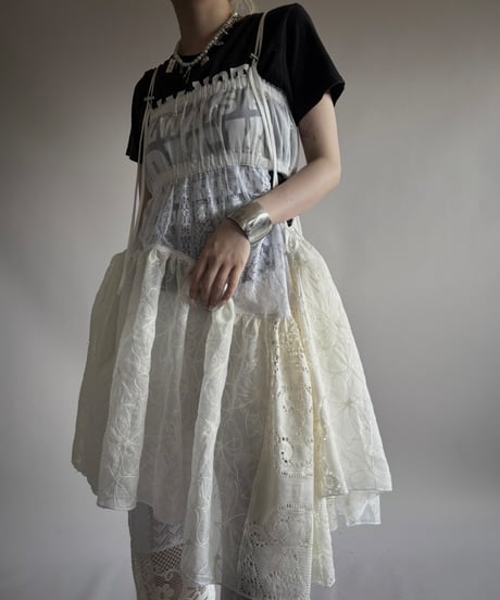【RE;CIRCLE】RE Crochet Lace Patch work Camisole One-Piece Middle/250731-001
