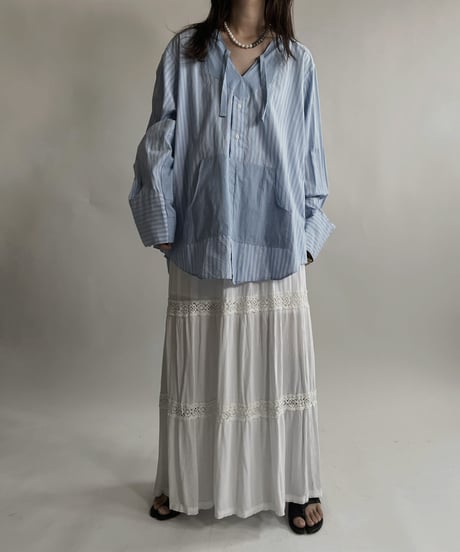 【RE;CIRCLE】 RE Stripe Shirt Mexican Hoodie / 220423-037