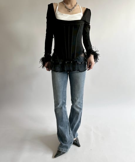 【USED】 HOUSE CB LONDON Fur Sleeve L/S Top /250419-024
