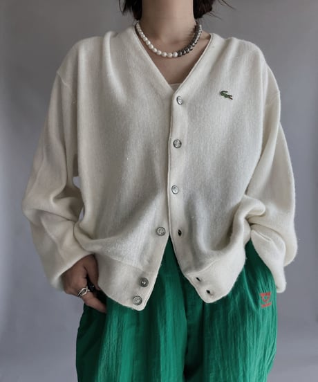 【USED】 IZOD Lacoste Acrylic Knit Cardigan White / 230128-019