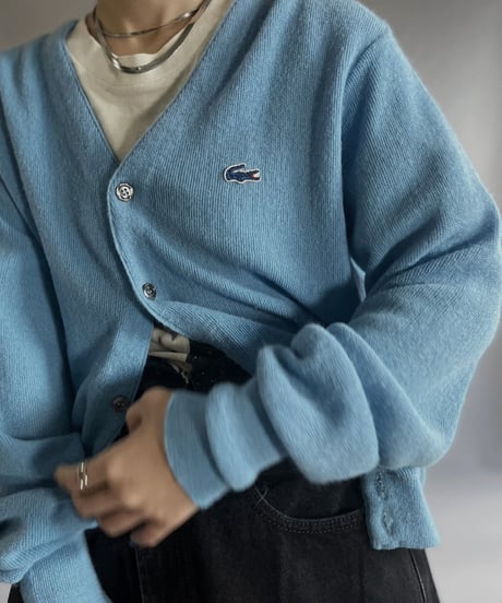 【USED】 IZOD Lacoste Acrylic Knit Cardigan Light Blue / 230204-016