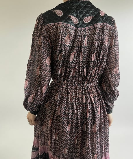 【USED】  Paisley Pattern Lame Long One-Piece /250301-017