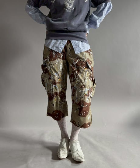 【USED】 Military Camouflage Cut Off Paint Pants /260226-012