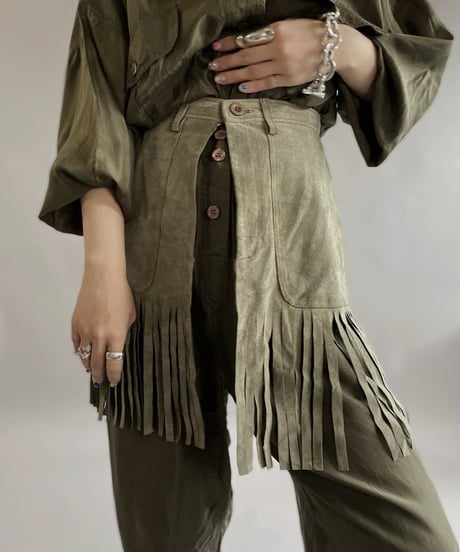 【USED 】Suede Fringe Mini Skirt/ 240511-024