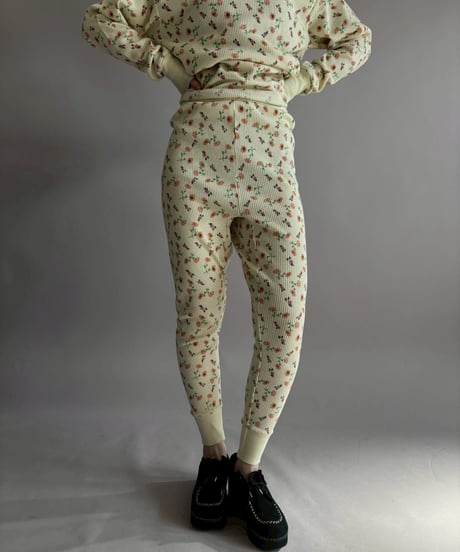 【USED】 Flower Pattern Waffle Pants/ 260214-013