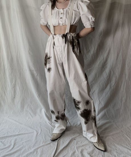 【USED】 White Cotton Tyrol Blouse①/210421-026