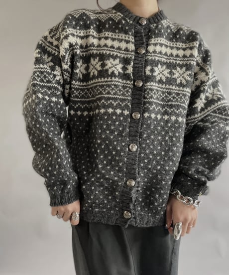 【USED】 Made in USA Wool100% Tirolean Knit Top /240120-011