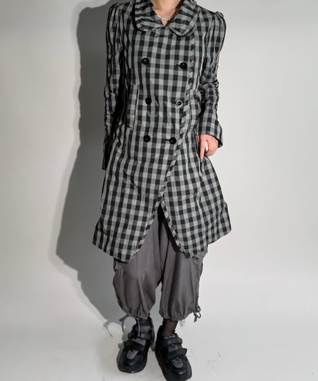 【USED】 Marithé+François Girbaud Packable Checkered Double-Breasted Coat /MS2511-001