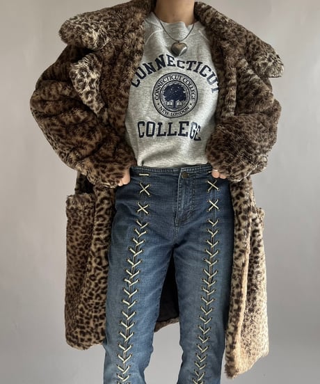 【USED】 Leopard Patterned Fake Fur Jacket /241221-007