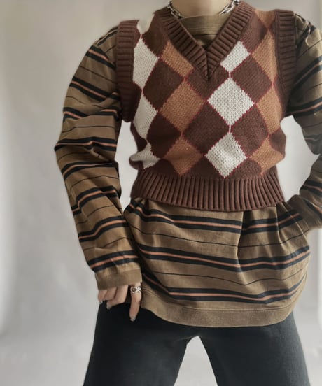 【USED】 Argyle Knit Vest / 230211-022
