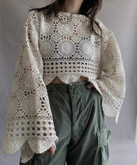 【RE;CIRCLE】 RE Crochet Lace Top / 230330-018
