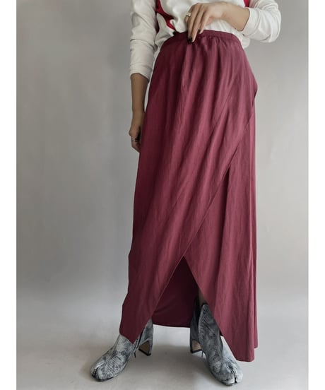 【USED】  Poly Long Skirt Red / 221112-009