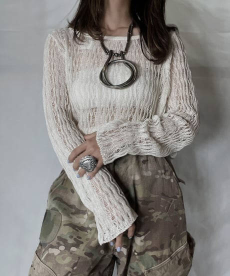 【USED】  Crochet Knit L/S Top ⑤/211014-039