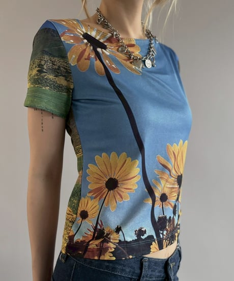 【USED】 Made in USA Sun Flower Print Top / 260704-022