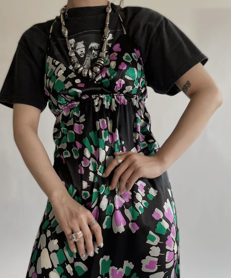 【USED】 Flower Printed Poly Camisole One-piece / 220528-009