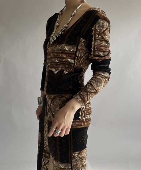 【USED】 Patterned Velour One-Piece /241214-010