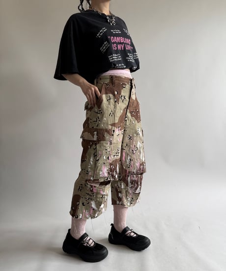 【USED】 Military Camouflage Painted Cut off Shorts  / 250614-009
