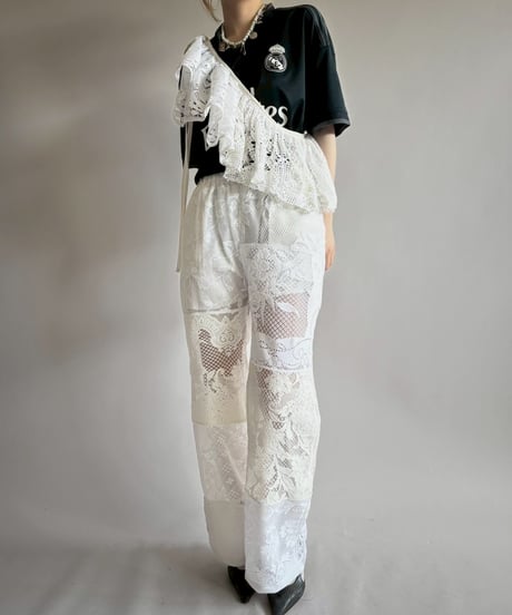 【RE;CIRCLE】 RE Crochet Lace Patch work Pants / 250731-008