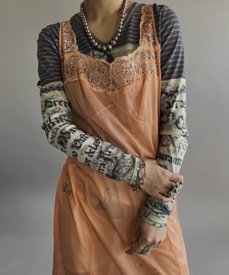 【Mashup Products】 Silk Screen Sheer One-Piece /  240217-002