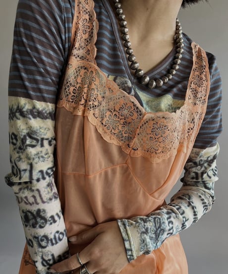【Mashup Products】 Silk Screen Sheer One-Piece /  240217-002