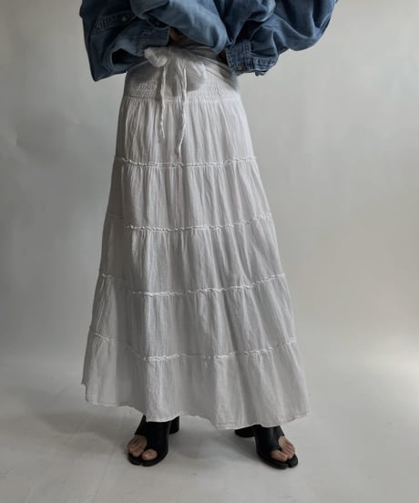 【USED】 White Cotton Long Skirt / 220423-018