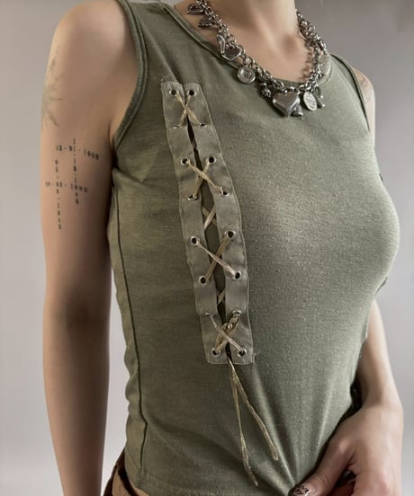 【USED】 Lace Up Design N/S Top / 260221-007