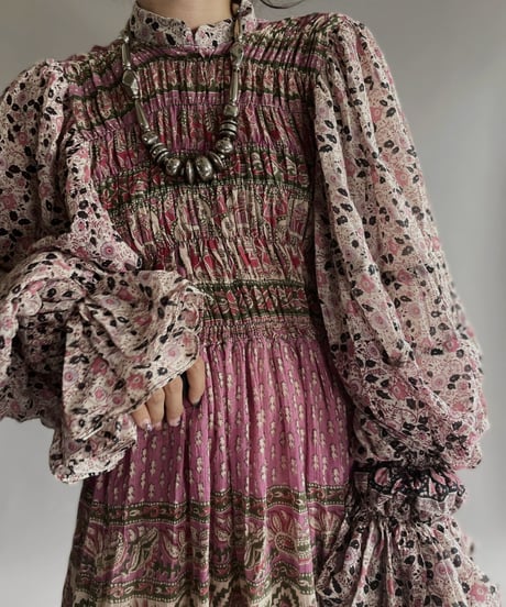 【RE;CIRCLE】 RE Indian Cotton Balloon Sleeved One-piece / 220901-006