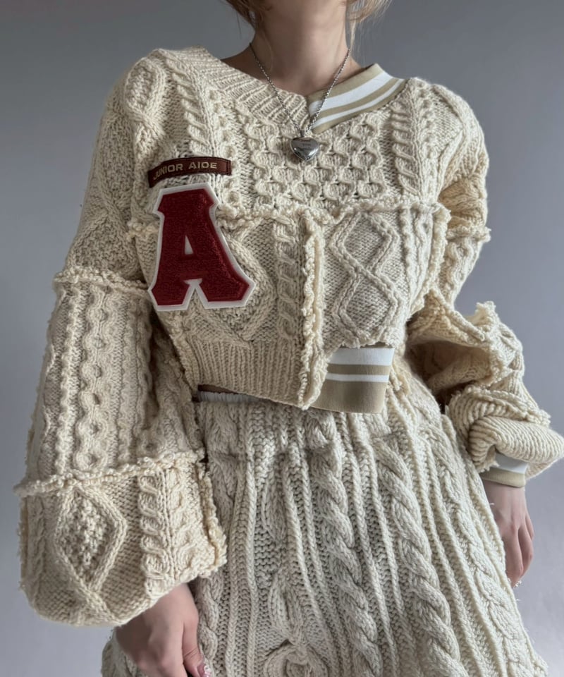 RE;CIRCLE】 RE Aran Knit Wappen Patchwork Pullo