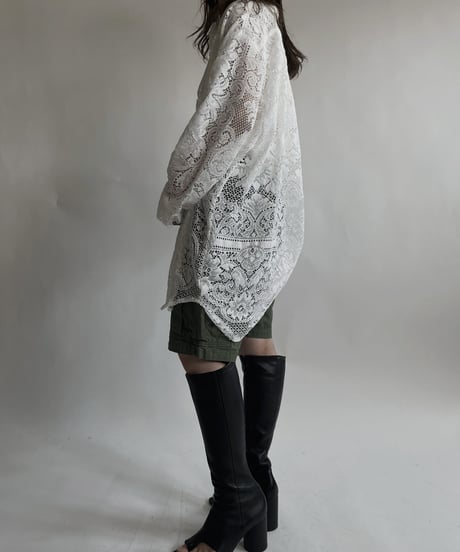 【RE;CIRCLE】 RE Crochet Lace Big Shirt / 220427-007
