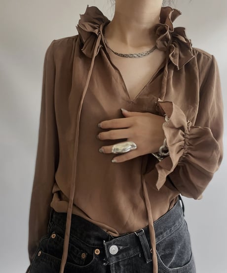 【USED】L/S Puff Sleeve See-through Top /230909-014