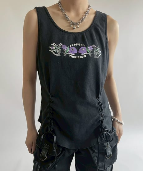 【USED】 Flower Pattern Lace Up Tank Top / 250526-019