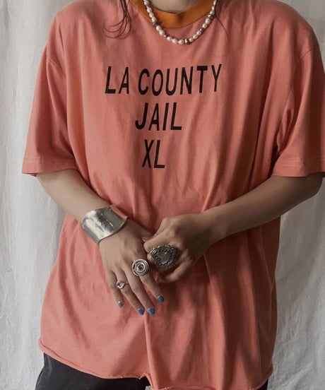 【USED】 S/S T-shirt "LACOUNTY JAIL XL"/210617-029