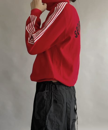 【USED】 Poly Zip-up Line Top Red / 230128-005
