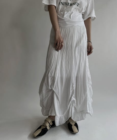 【USED】 White Cotton Long Skirt / 220507-032