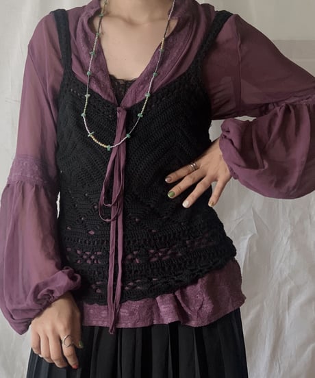 【USED】 N/S Crochet Knit Top/210407-001