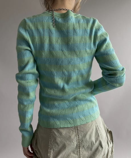 【USED】 Border Pattern Rib Knit Top / 260425-012
