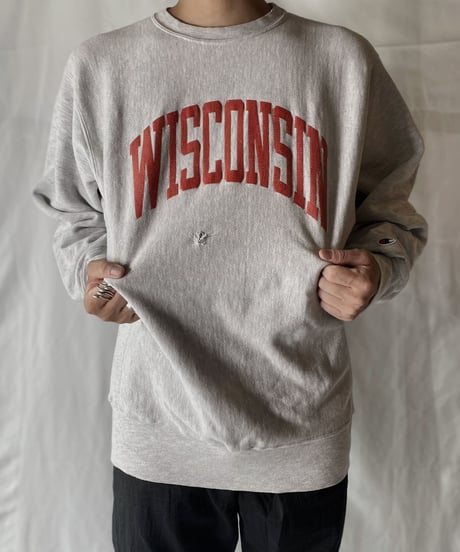 【USED】  90's USA Champion Reverse Weave Sweat WISCONSIN/210902-035