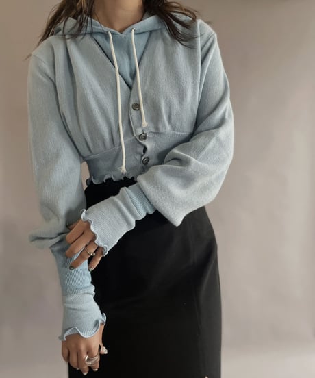 【RE;CIRCLE】 RE Acrylic Knit Cardigan + Hoodie Light Blue / 230220-011