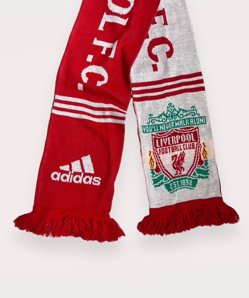 00年代 UK製 サッカーマフラー LIVERPOOL BARCELONA USED】 Knit Soccer Muffler LIVERPOOL / 240108-0
