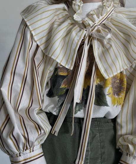 【RE;CIRCLE】 RE Striped Shirt Detachable Collar + Bolero / 220609-001