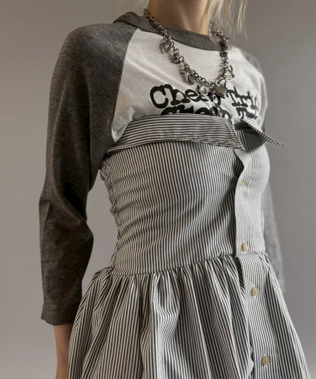 【RE;CIRCLE】  RE Stripe Shirt Mini One-Piece / 260611-011