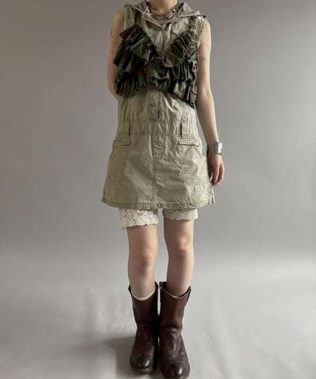 【RE;CIRCLE】 RE Camo Back Ribbon Frill Bustier / 260618-004