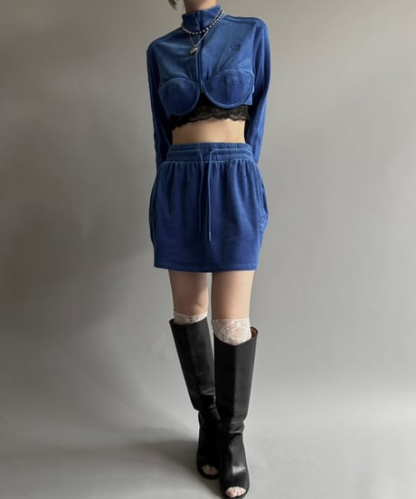【USED】 adidas×JEREMY SCOTT velour track mini skirt/ 250913-022