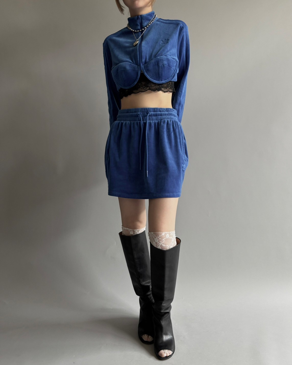 USED】 adidas×JEREMY SCOTT velour track mini sk