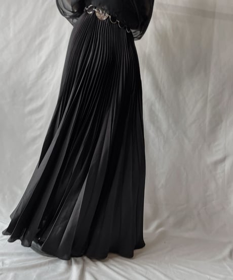 【USED】 Poly  Long Pleats Skirt③/20210819-029